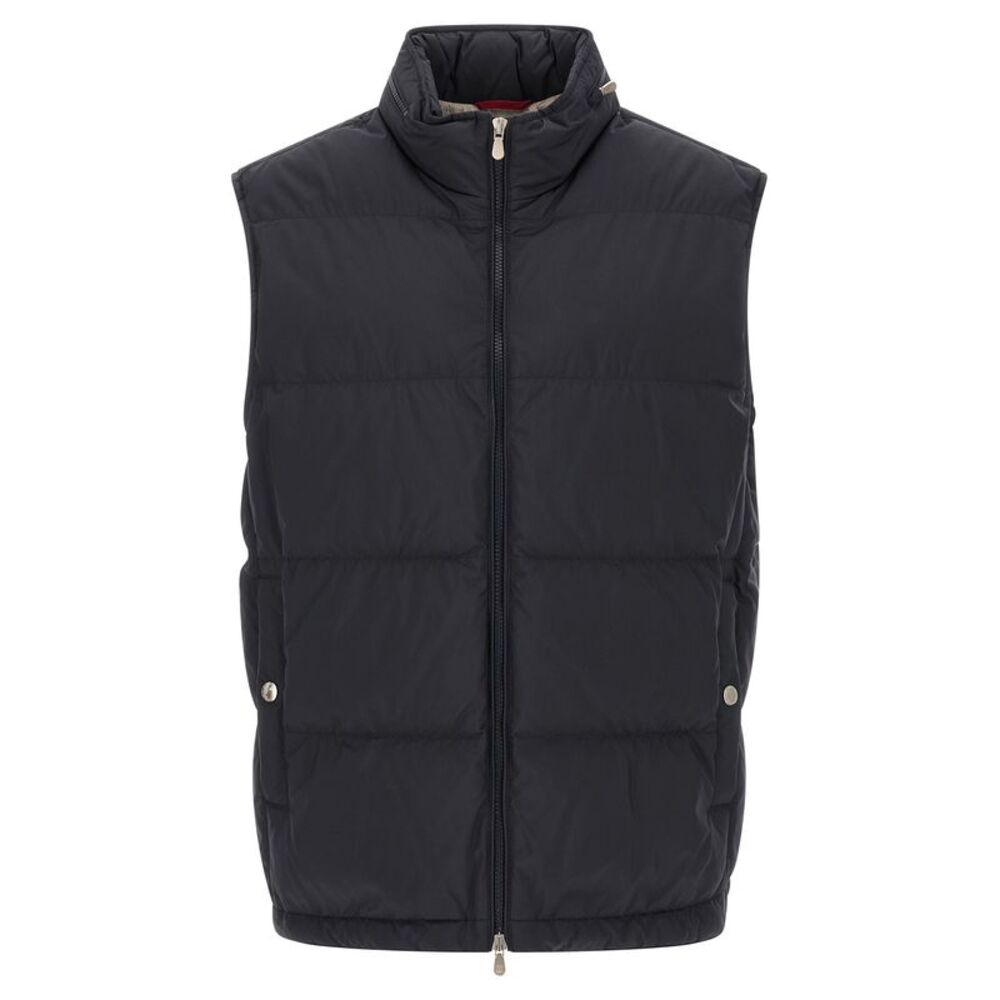 Brunello Cucinelli Blue Polyester Sleeveless Men's Jacket